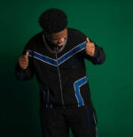 SOS black and blue trim tracksuit