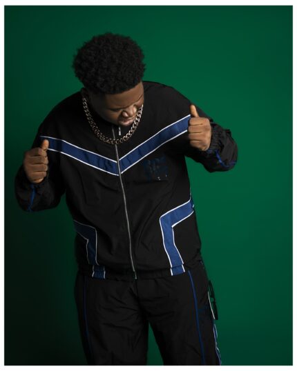 SOS black and blue trim tracksuit