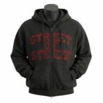 Ruby Rhinestone Zip Hoodie- Black