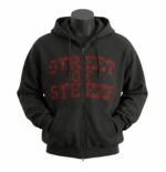 Ruby Rhinestone Zip Hoodie- Black